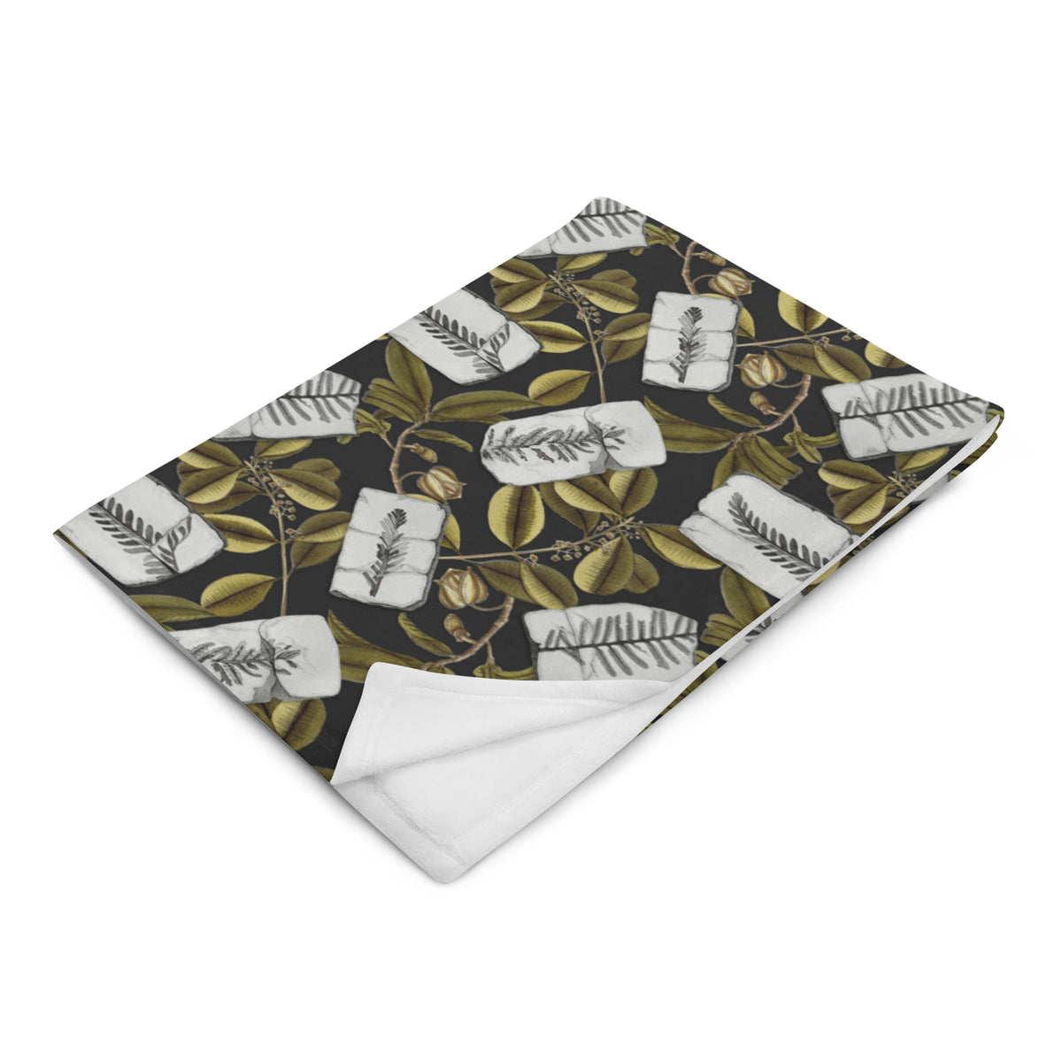 Fossil Plants Throw Blanket Black & Green ZOIC PalaeoTech Limited