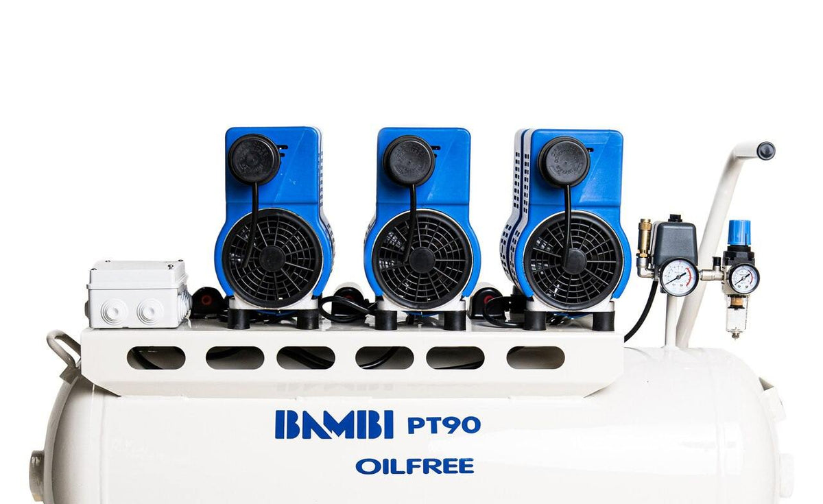 Bambi 90l Oil-Free Quiet Air Compressor PT90 (2.2kW, 3HP) 13 AMP