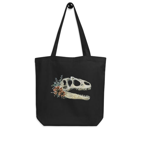 Floral Dinosaur Skull Eco Tote Bag