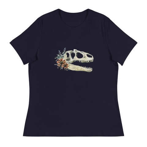 Floral Dinosaur Skull Women's T-Shirt