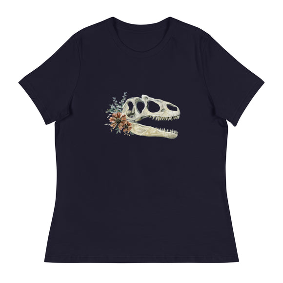 Floral Dinosaur Skull Women's T-Shirt