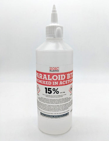 Paraloid solution premixed acetone dilute as required conservation B72 B-72