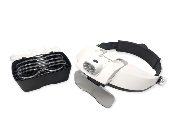 LED Headband Magnifier with 5x lenses