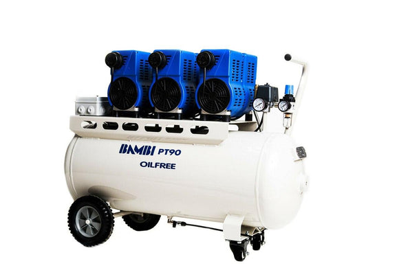 Bambi silent 90l 100l large affordable air compressor oil free PT90