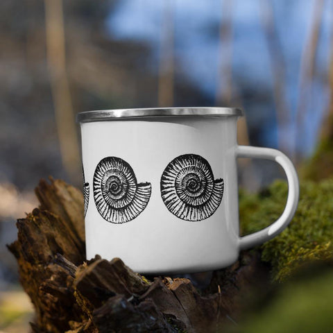 ammonite enamel mug fossil cup